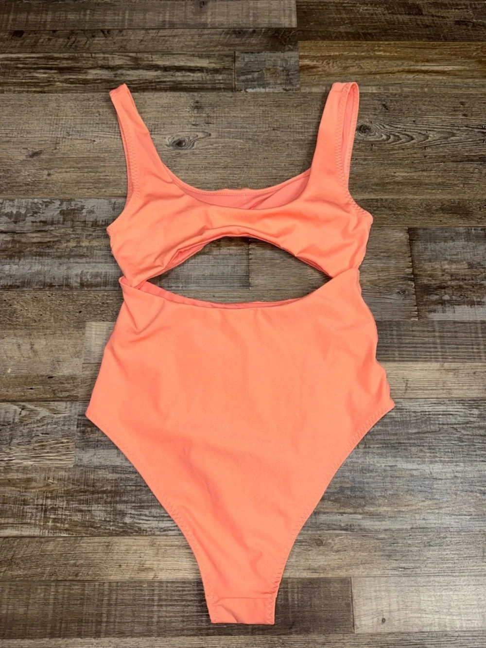 Women’s Zara Cut Out Swimsuit Large Tangerine Orange Coral NWT